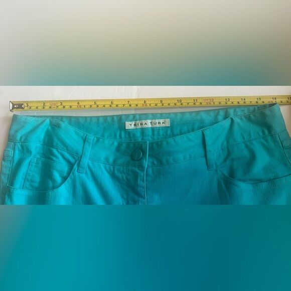 Trina Turk Suki Slim Turquoise Jeans Size 10 Ankle Flattering - Picture 5 of 12